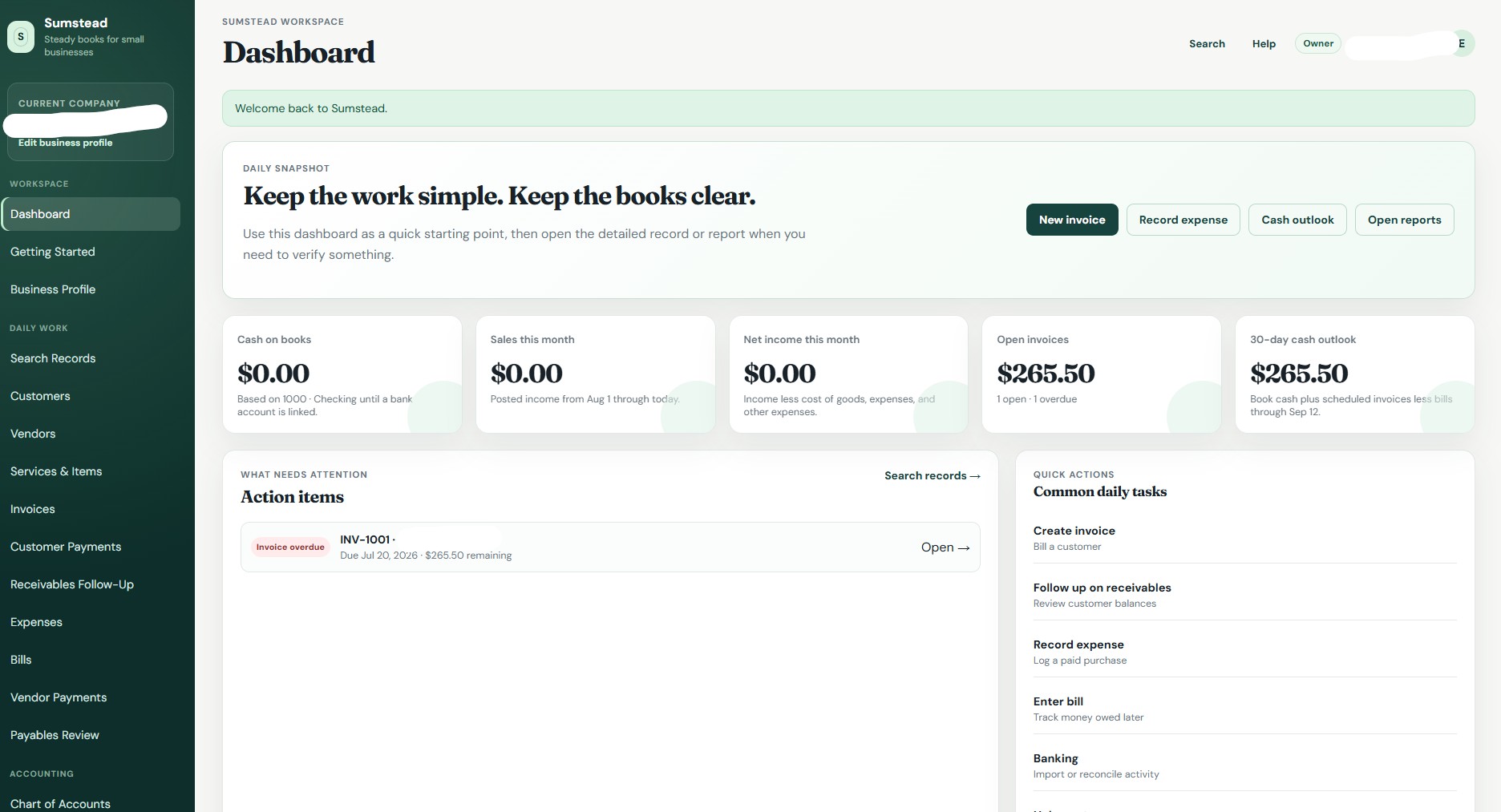 Sumstead accounting dashboard preview